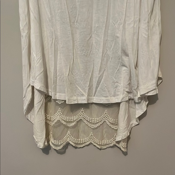 Rue21 Cream Asymmetrical Layered Top Medium with lace back - Picture 5 of 8